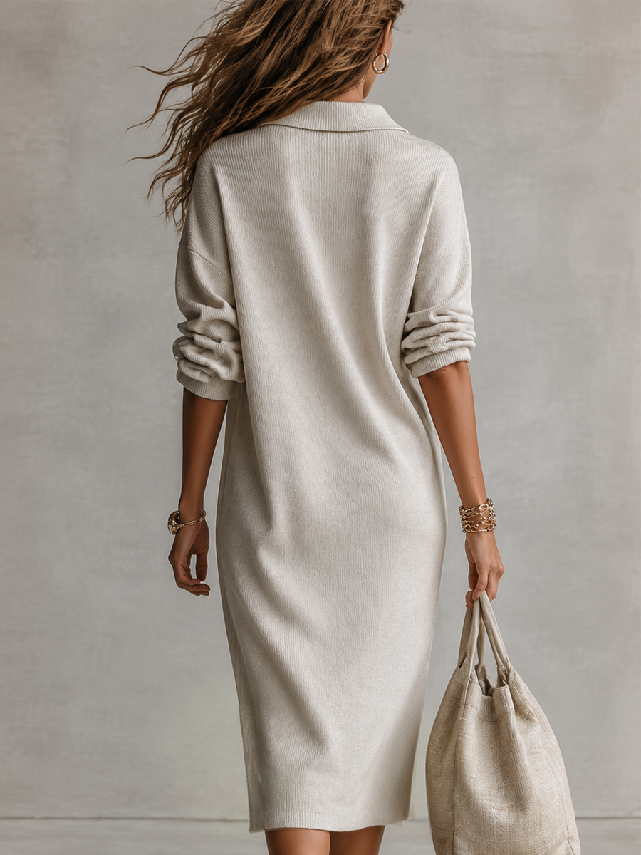 ALVA | Soft Collared Long Sleeve Dress