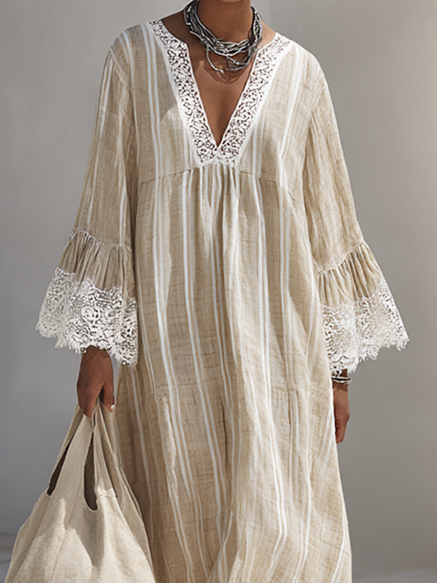 LILA | Relaxed Striped Lace Maxi Dress