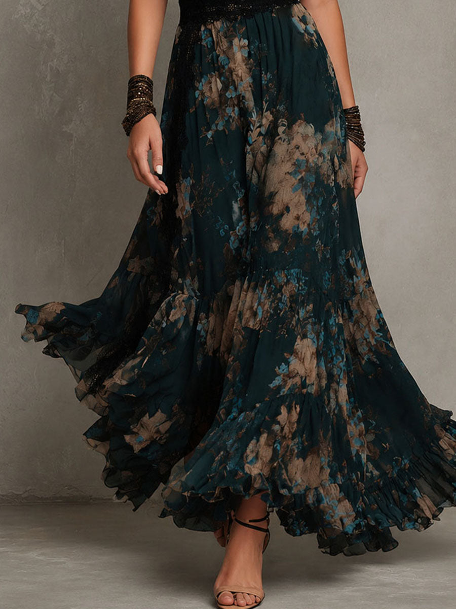 ELARA | Boho Floral Tiered Maxi Dress