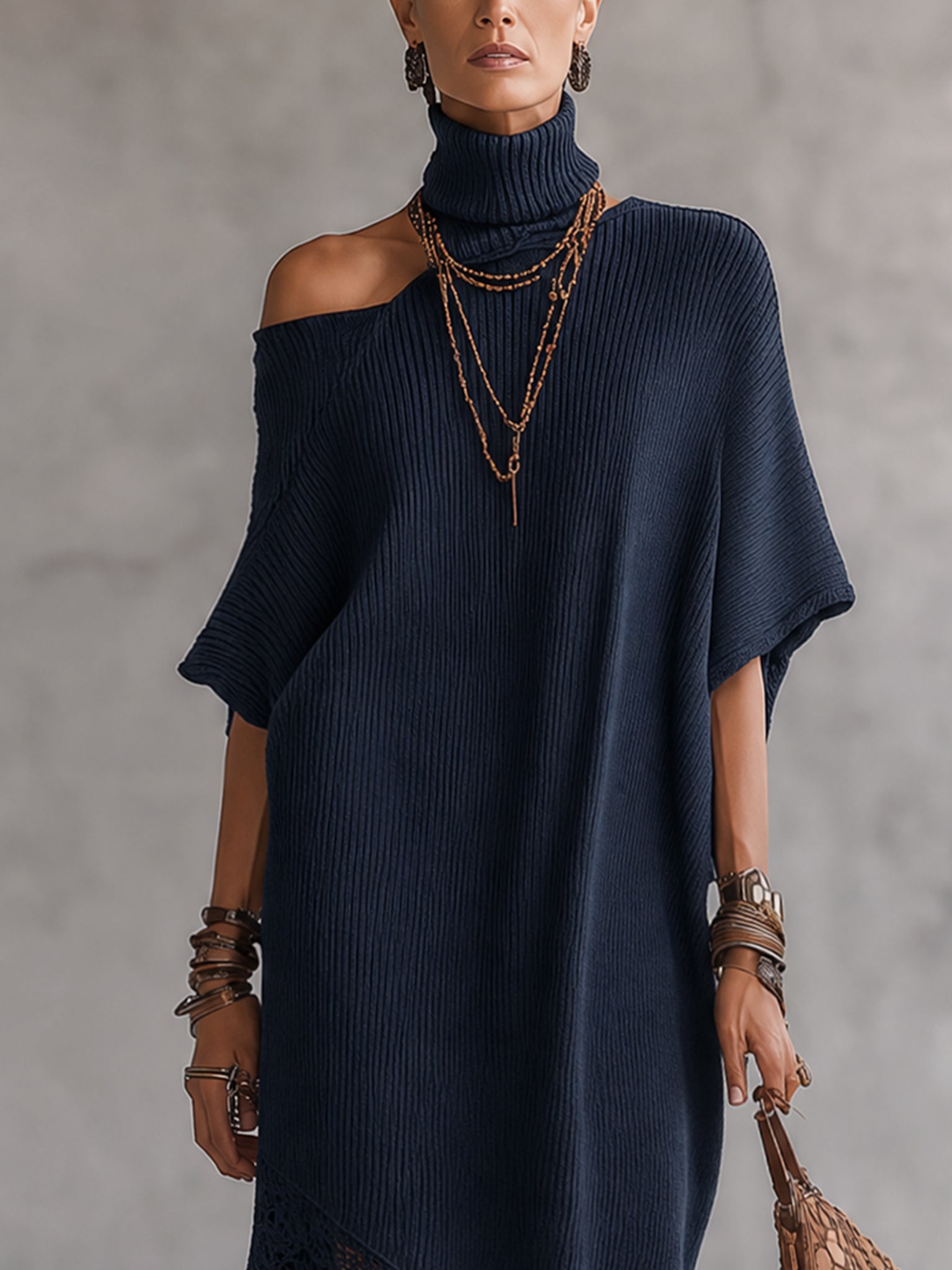 RHEA | Asymmetric Off Shoulder Midi Dress