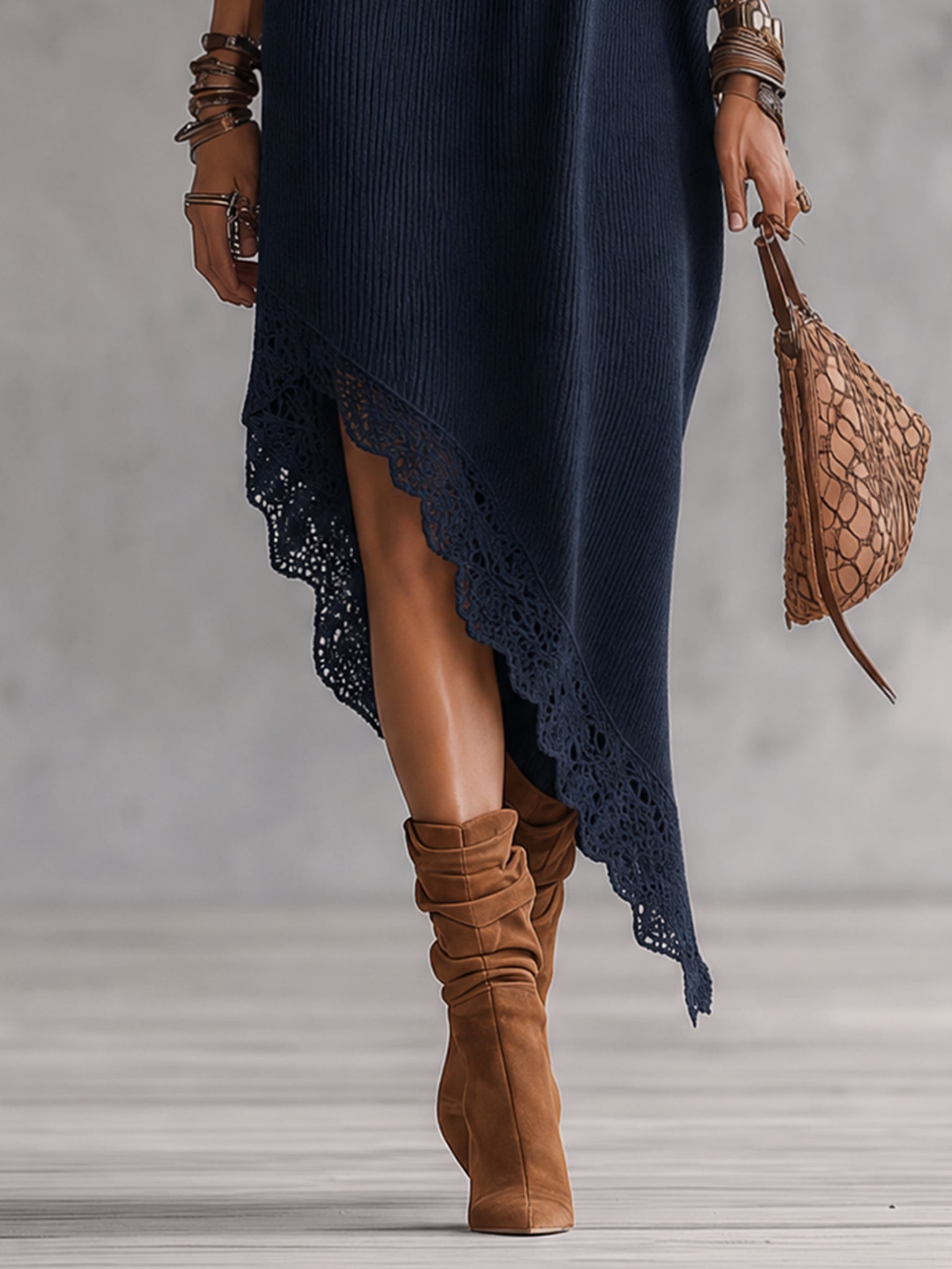 RHEA | Asymmetric Off Shoulder Midi Dress