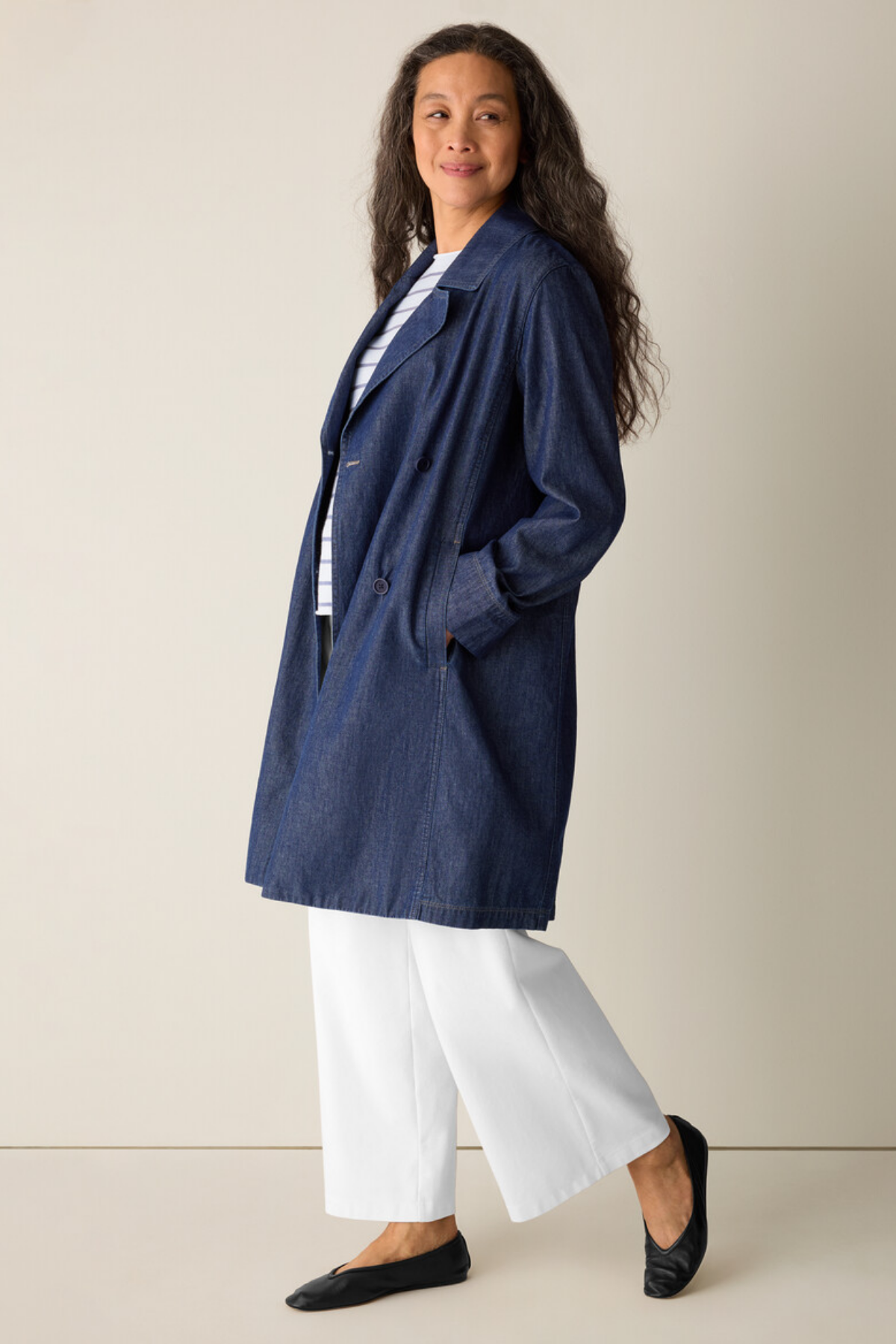 Lightweight Organic Cotton Denim Trench Coat
