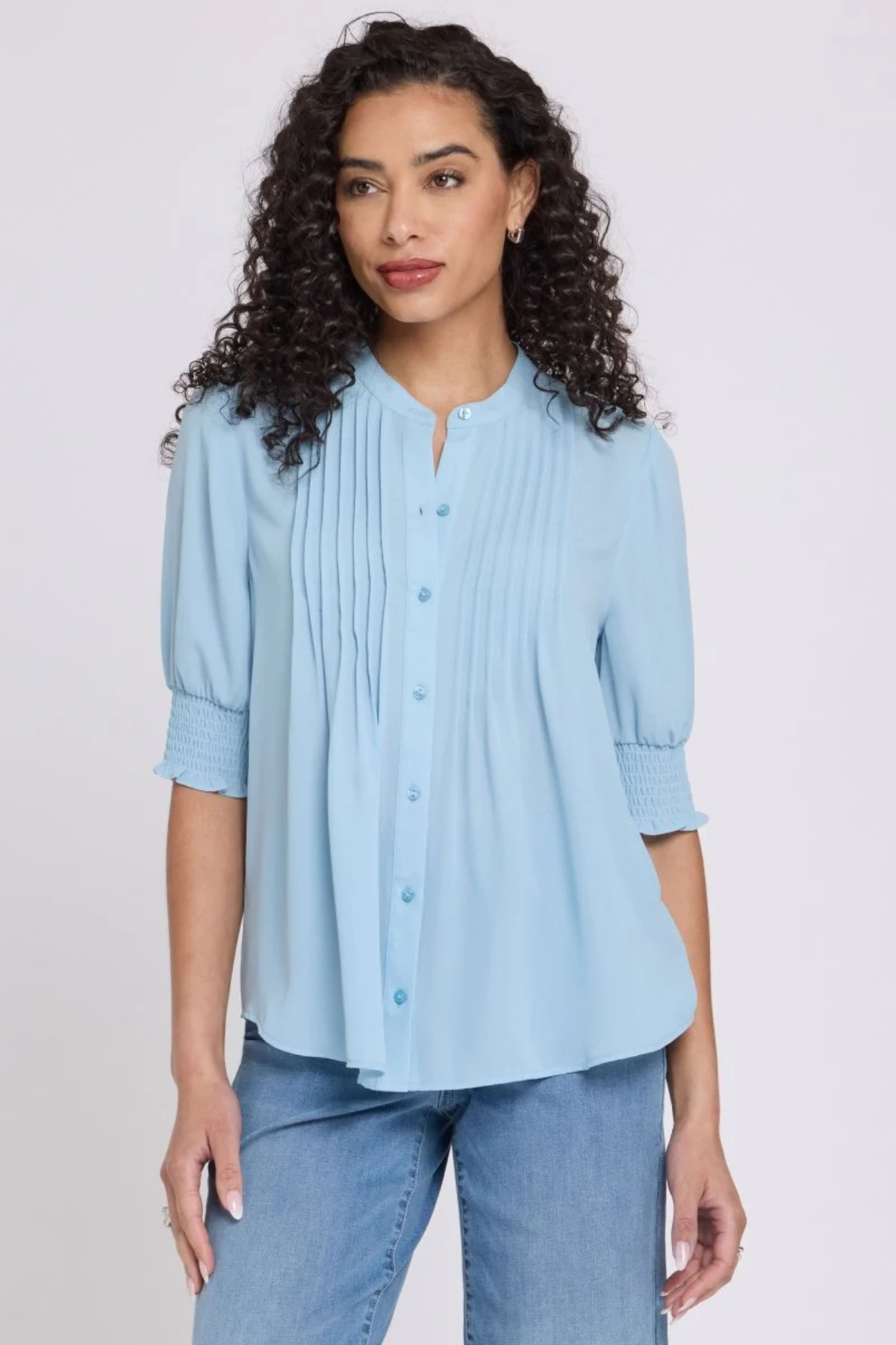 Pleated Short Sleeved Blouse