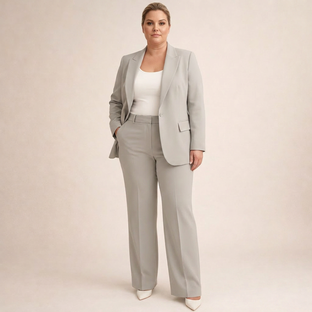Vanessa | Elegant Suit Set with Flared Pants - Plus size model