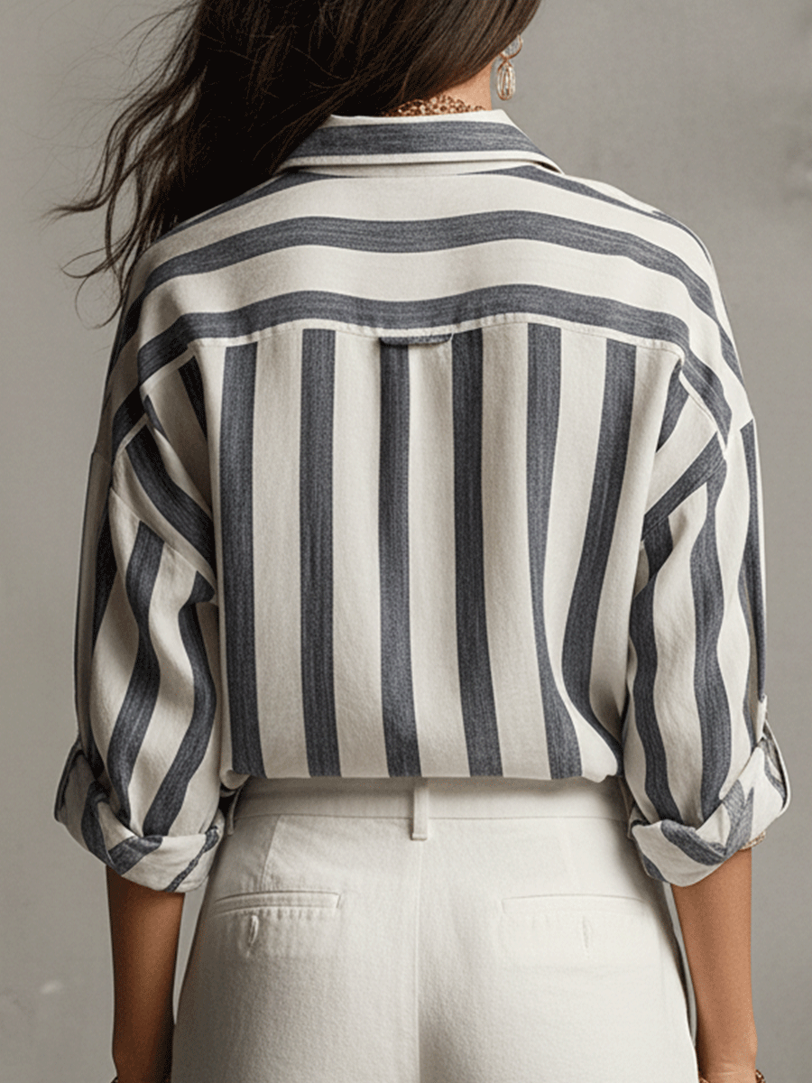 Casual Striped Long-Sleeved Shirt