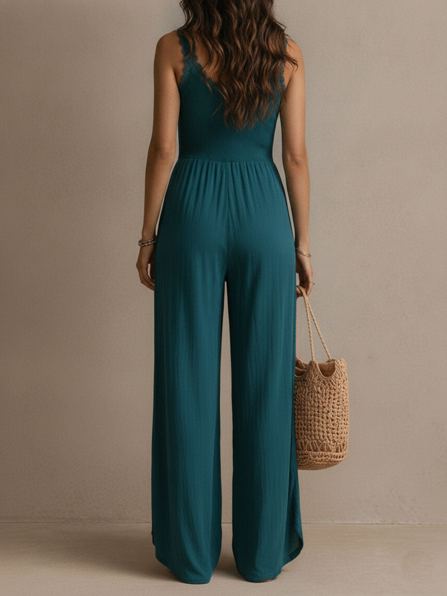 NAYA | Elegant V-Neck Wide Leg Jumpsuit
