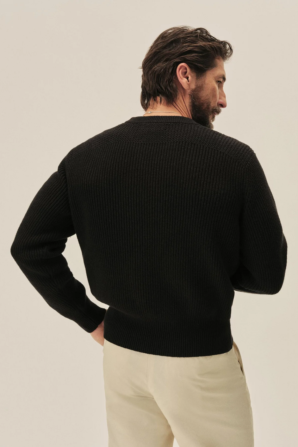 Cotton Rib Crew Neck Sweater