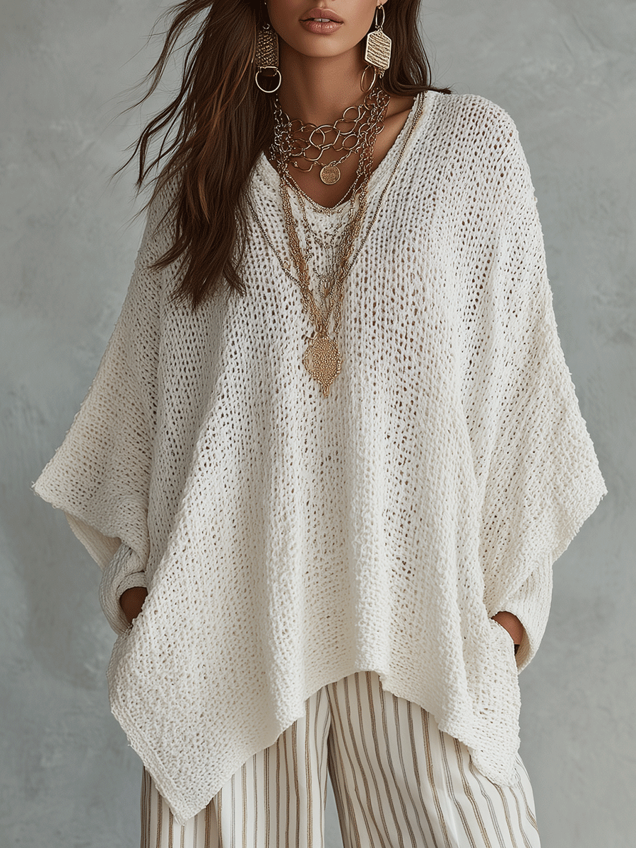 Effortless Bohemian Pullover Knit Top
