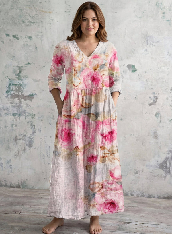 Rosabelle | Watercolor Bloom Maxi Dress