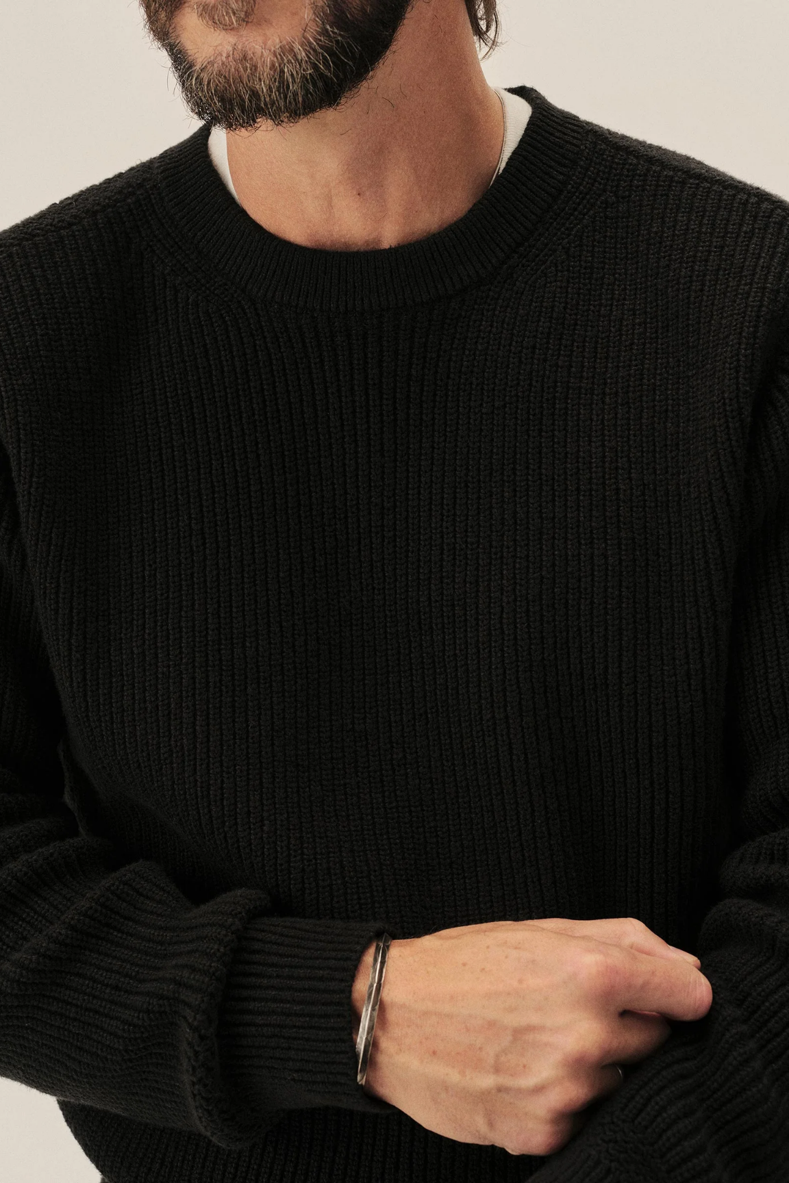 Cotton Rib Crew Neck Sweater