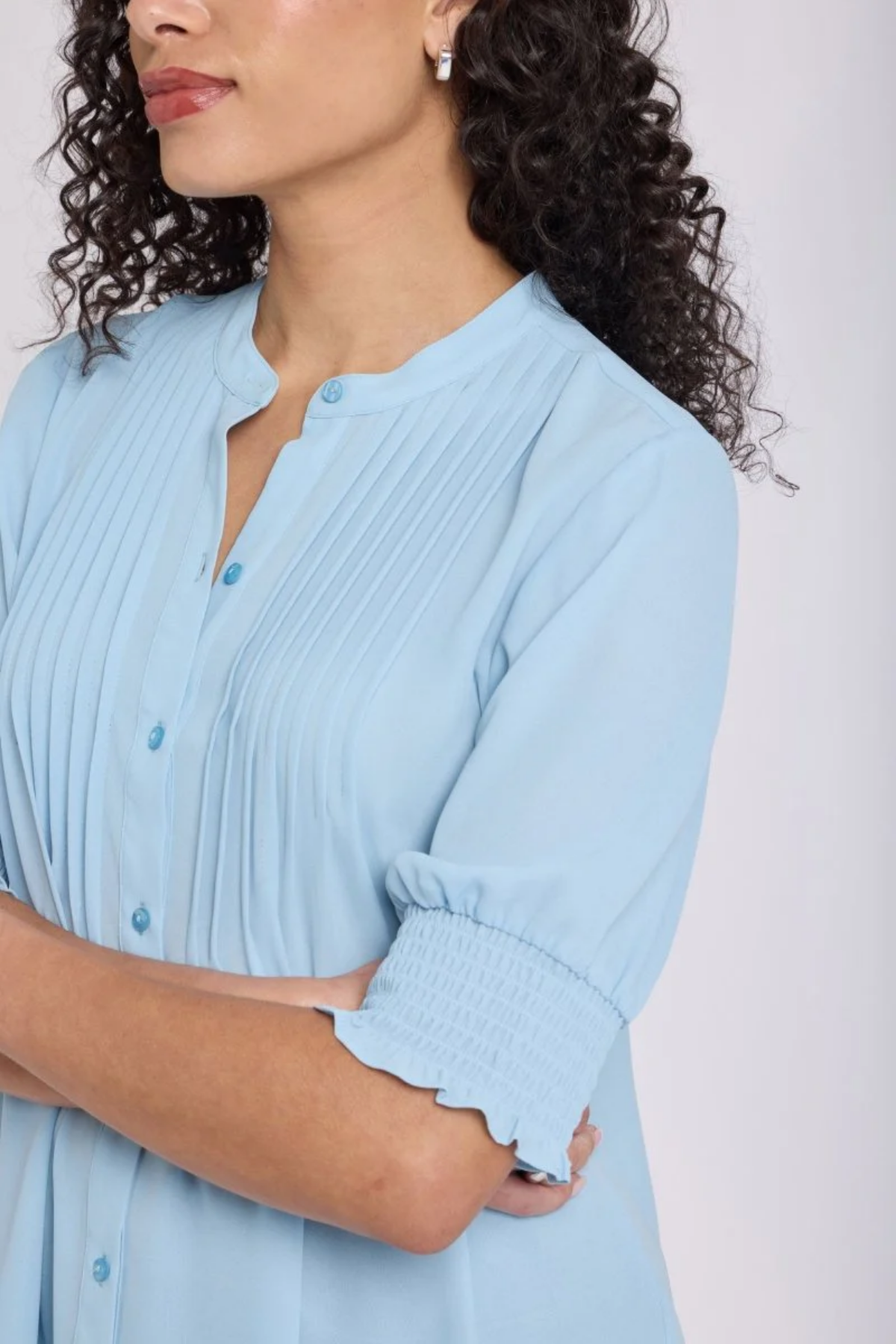 Pleated Short Sleeved Blouse