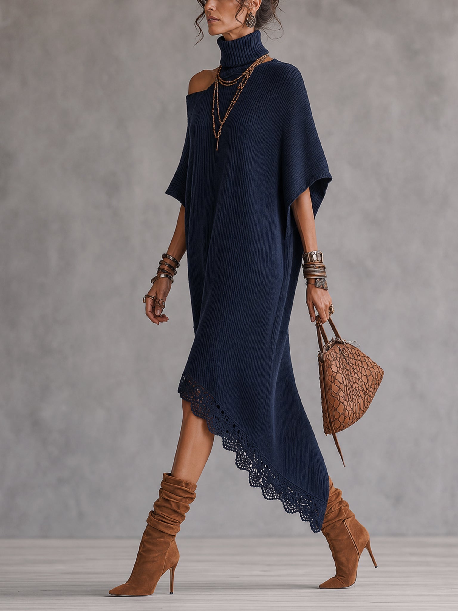 RHEA | Asymmetric Off Shoulder Midi Dress