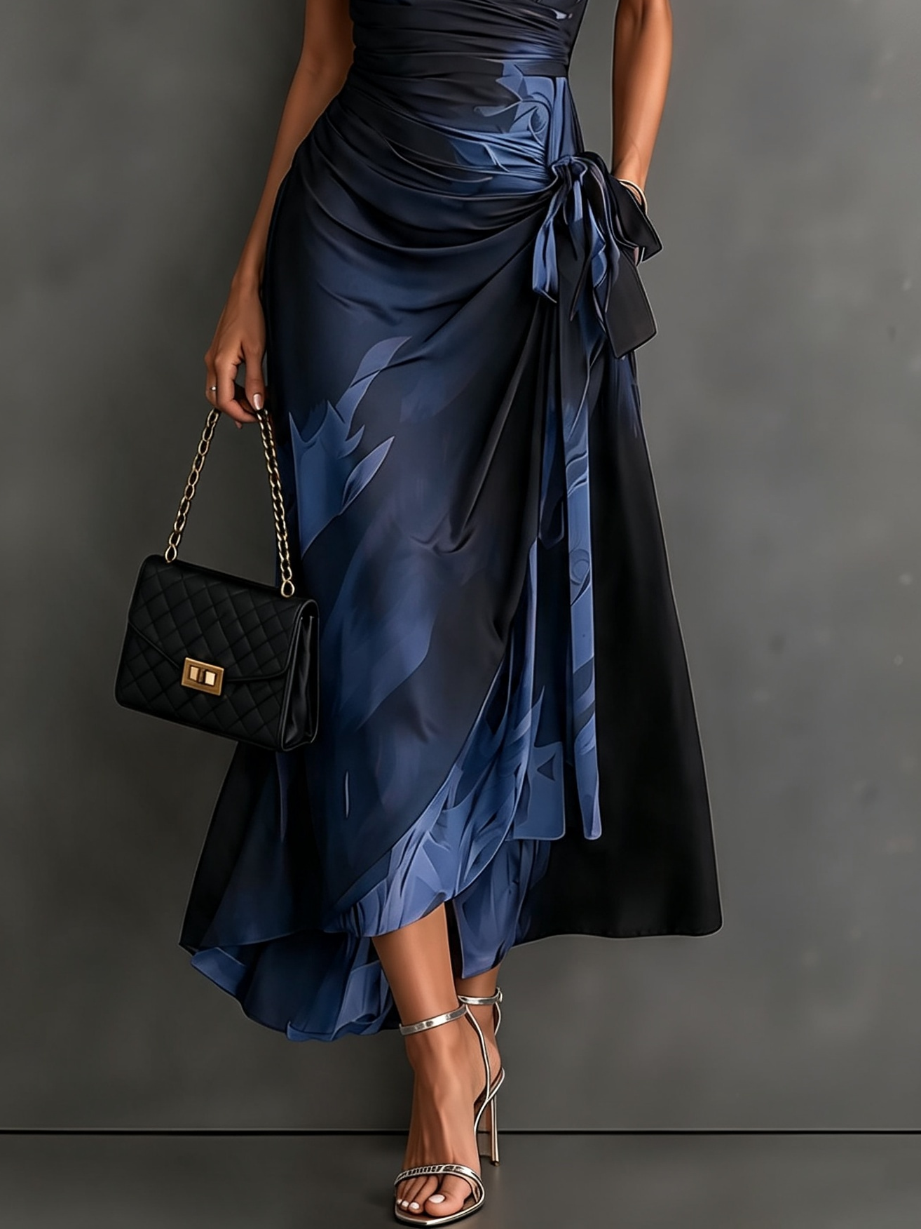 IRIA | Elegant Abstract Print Midi Dress