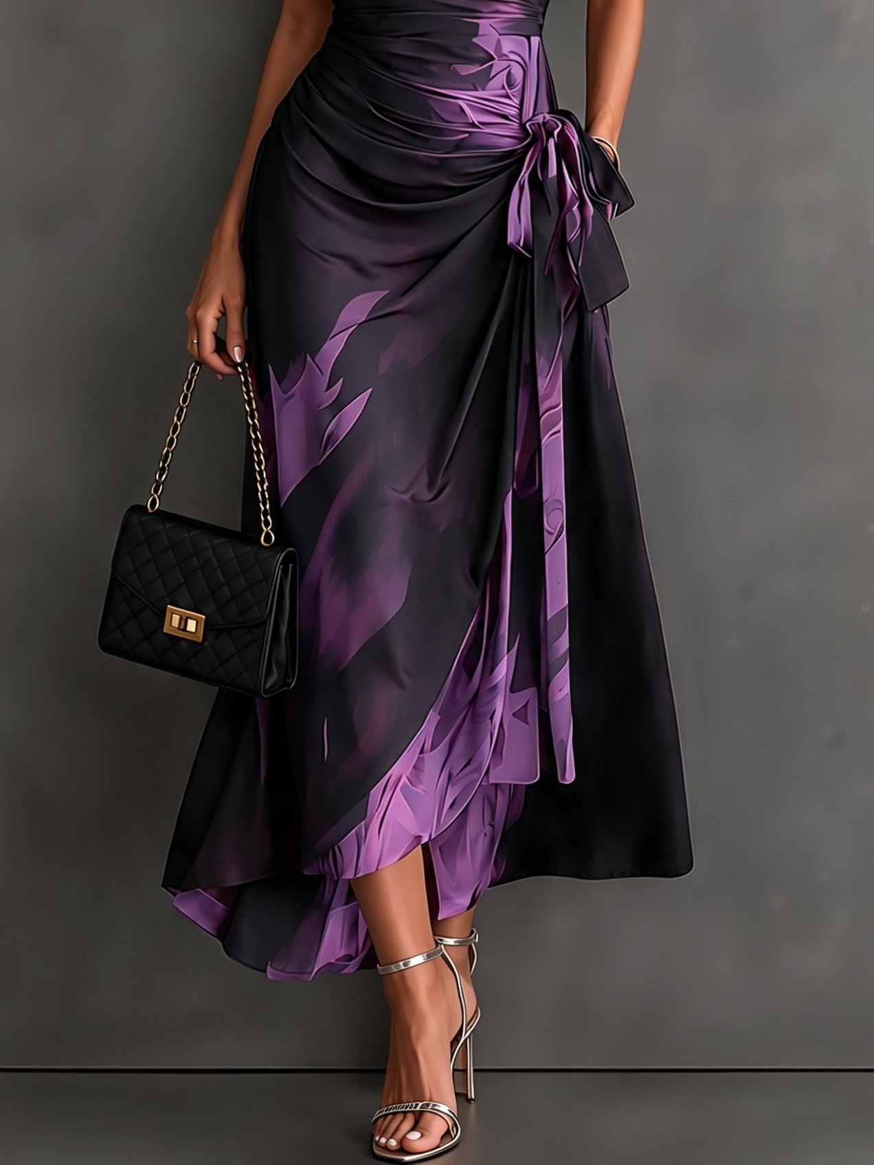IRIA | Elegant Abstract Print Midi Dress