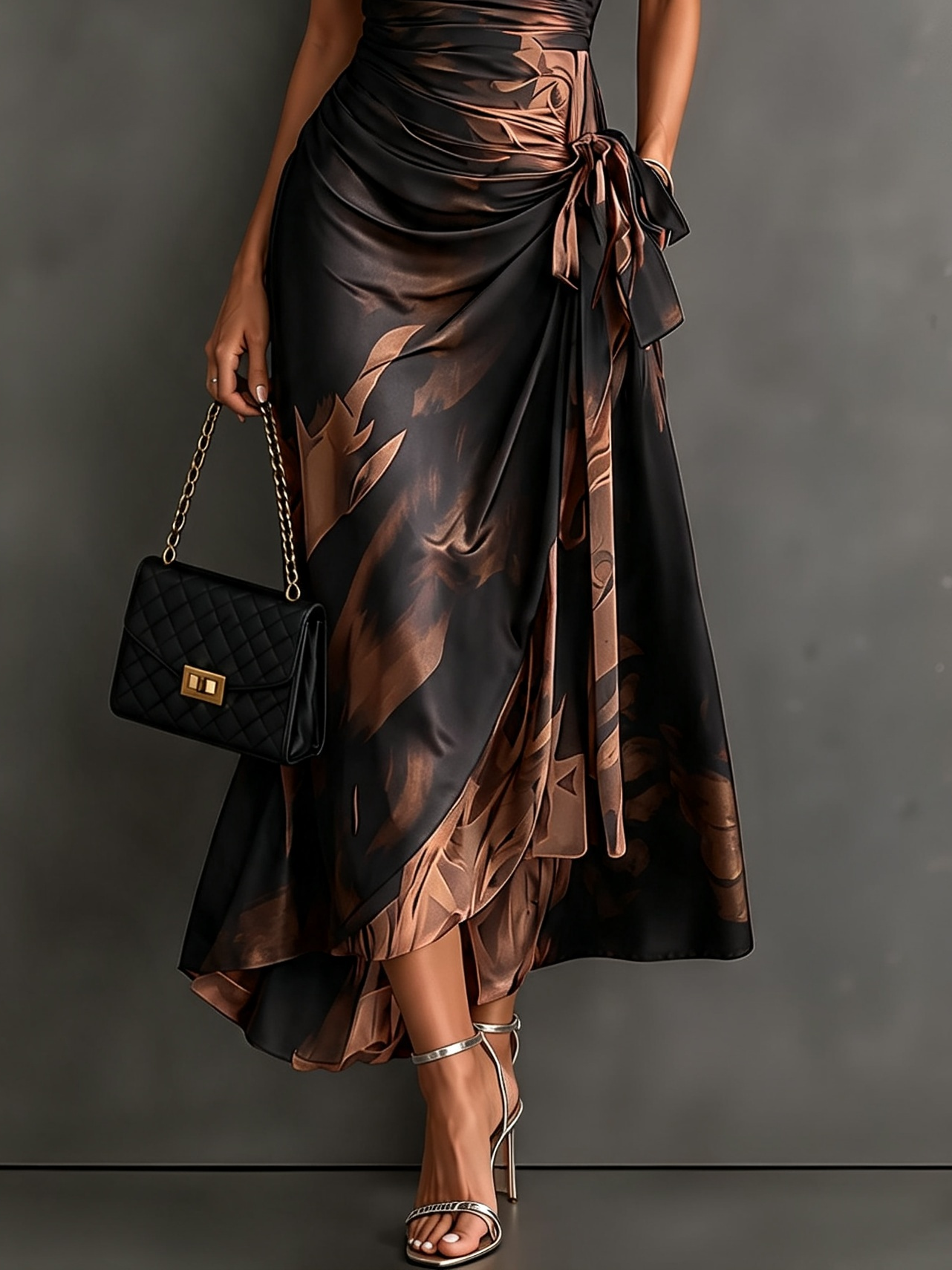 IRIA | Elegant Abstract Print Midi Dress