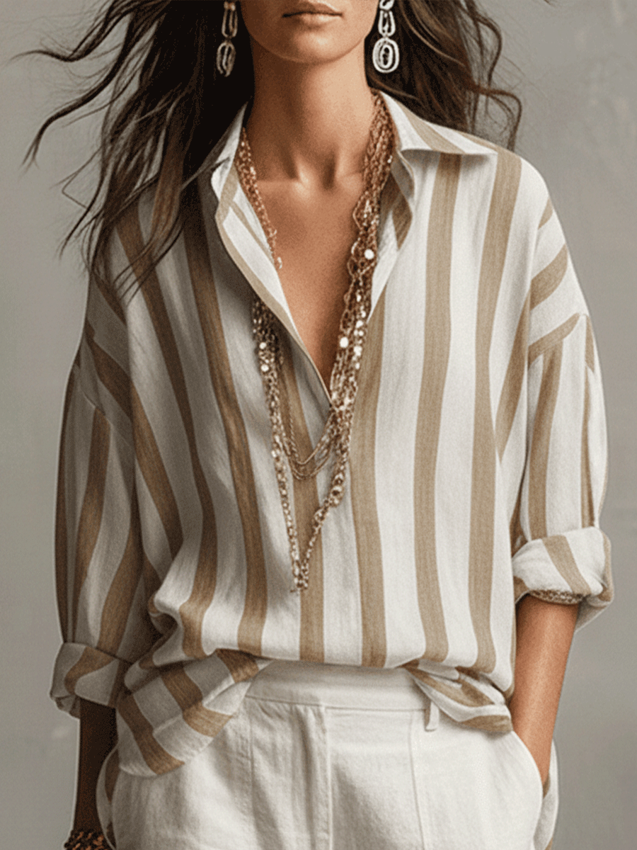 Casual Striped Long-Sleeved Shirt