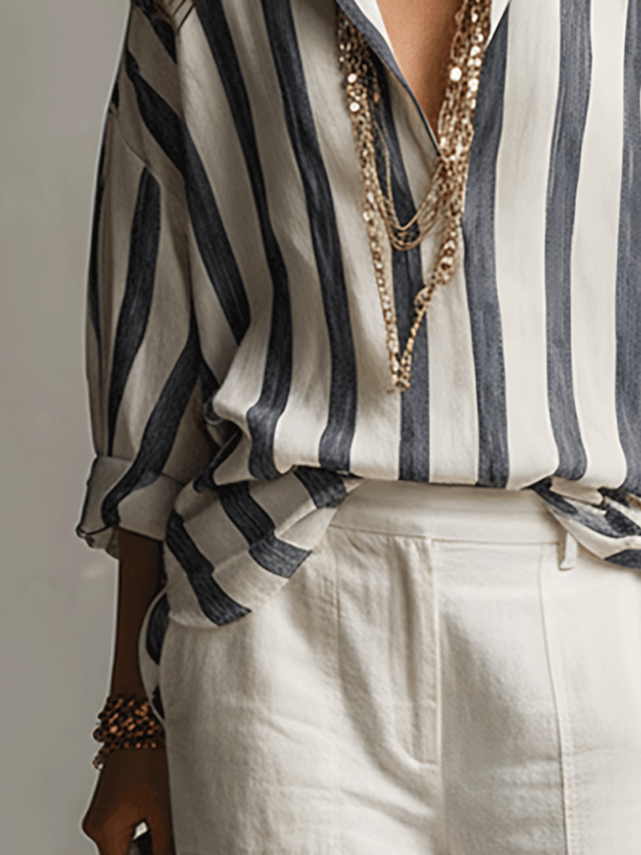 Casual Striped Long-Sleeved Shirt