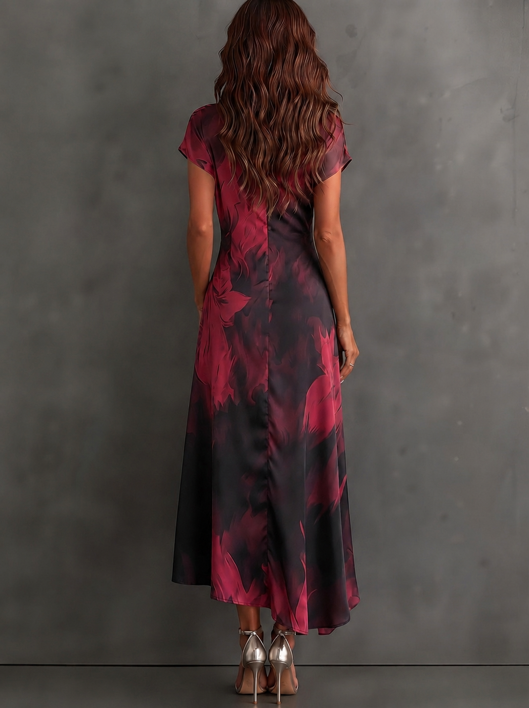IRIA | Elegant Abstract Print Midi Dress