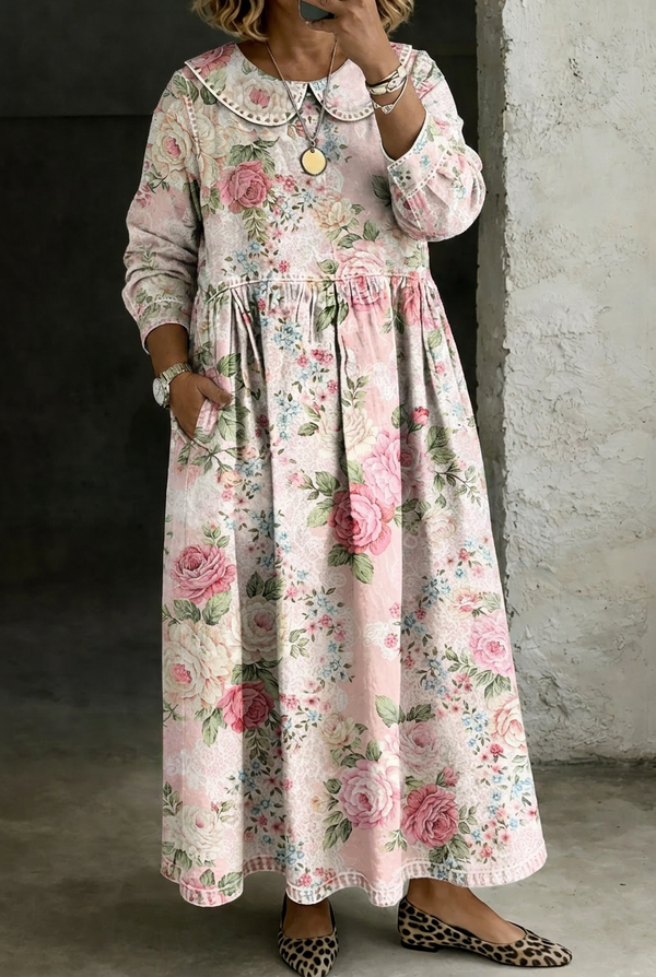 Brooklyn | Floral Collar Denim Dress