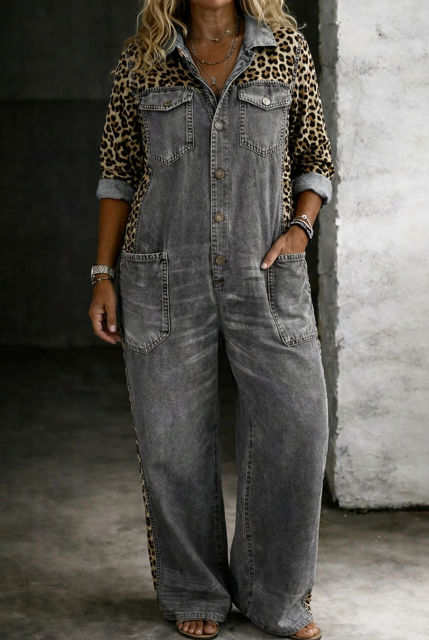 Amanda | One Piece Denim Shirt Jumpsuit