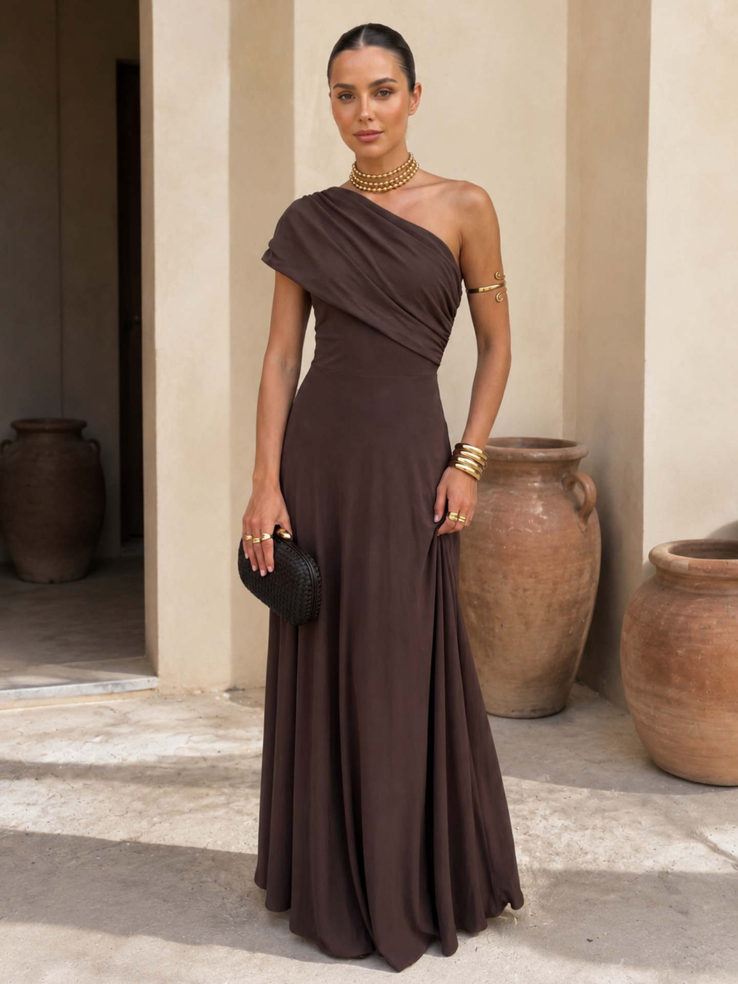 CAIRA | Ruched Draped Maxi Dress
