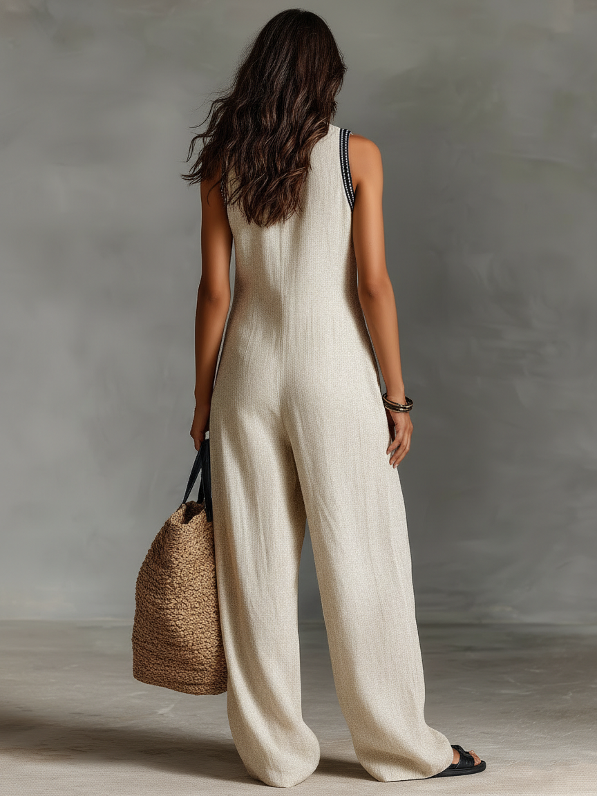 NADIA | Embroidered Sleeveless Jumpsuit
