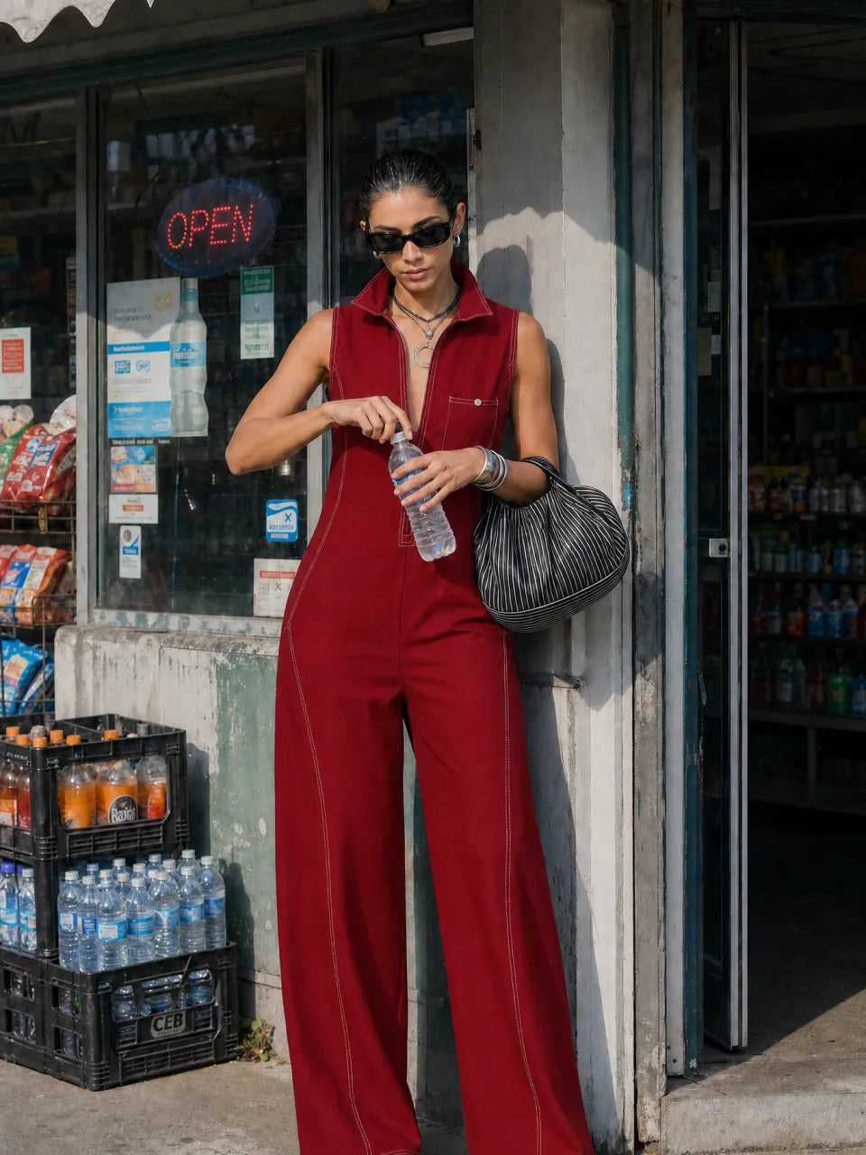 NELA | Relaxed Sleeveless Long Wide Jumpsuit