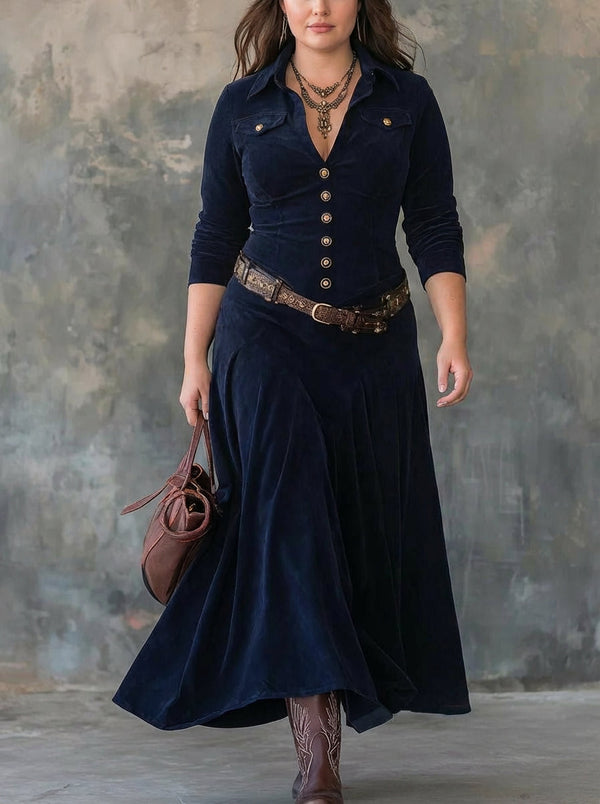 Milana | Long Suede Dress with Slit