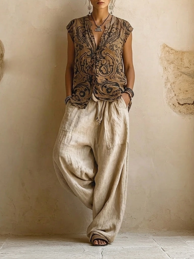 Women's Relaxed Vintage-Print 3-Piece Set