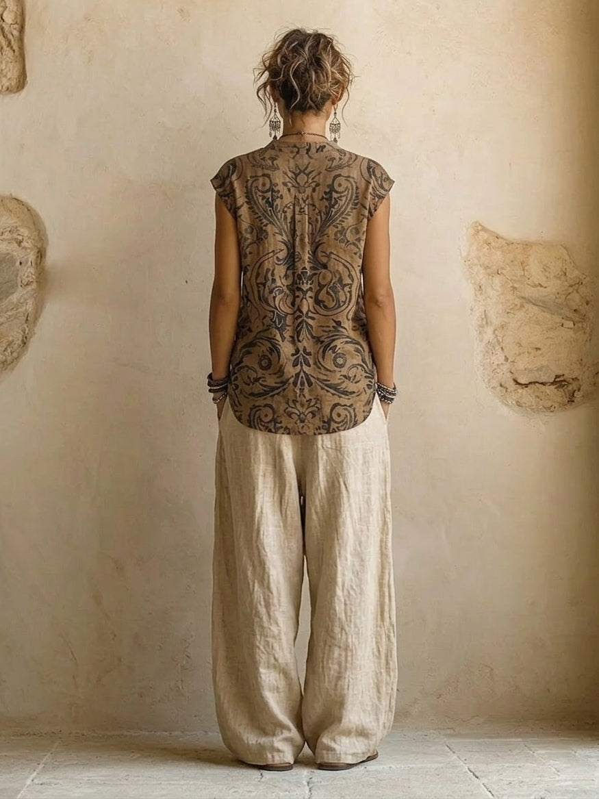 Women's Relaxed Vintage-Print 3-Piece Set