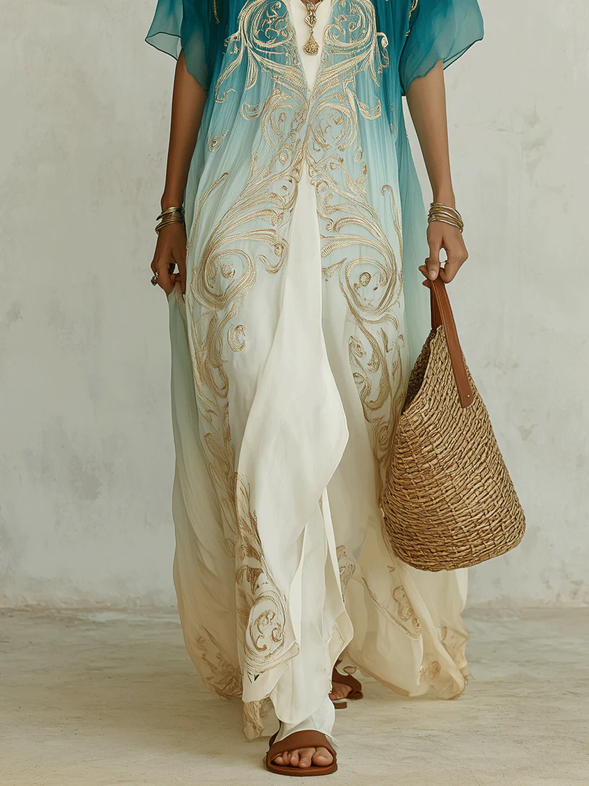 ORLA | Flowing Aqua Kaftan Maxi Dress