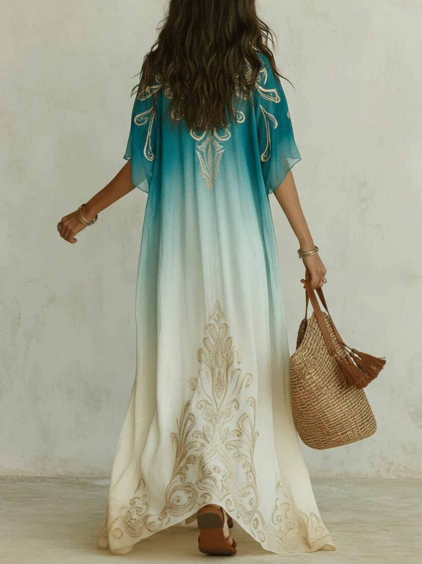 ORLA | Flowing Aqua Kaftan Maxi Dress