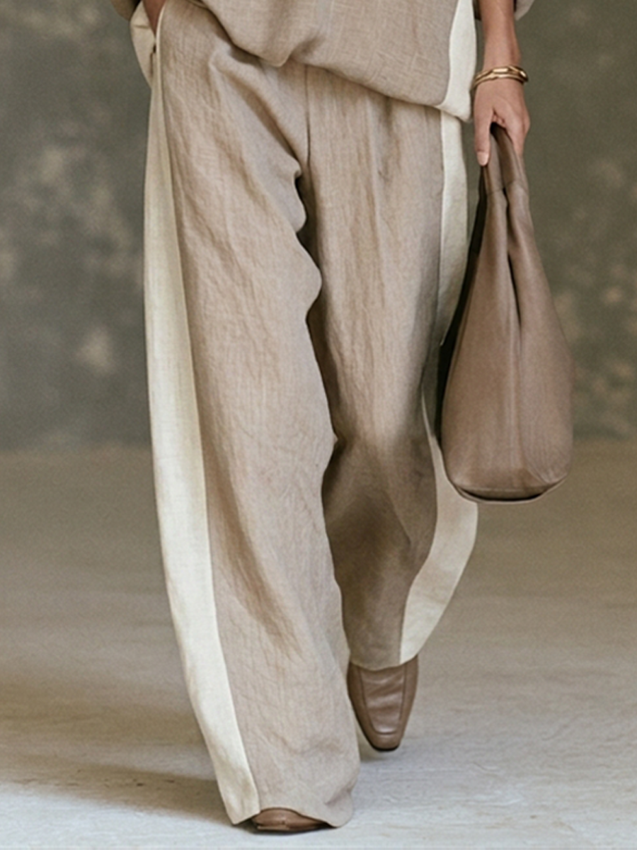 MAIA | Relaxed Khaki Wide-Leg Pants Set