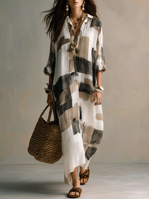 ESME | Boho Abstract Print Maxi Dress