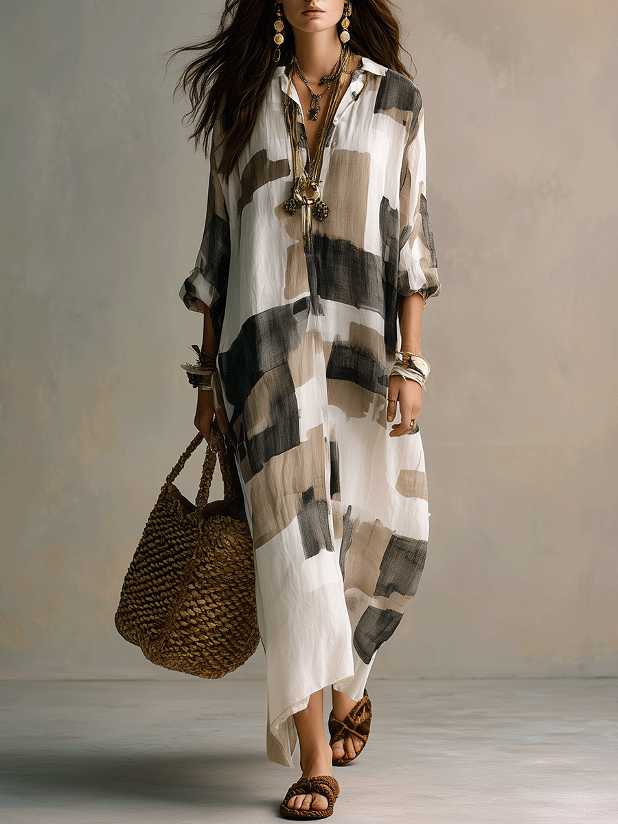ESME | Boho Abstract Print Maxi Dress