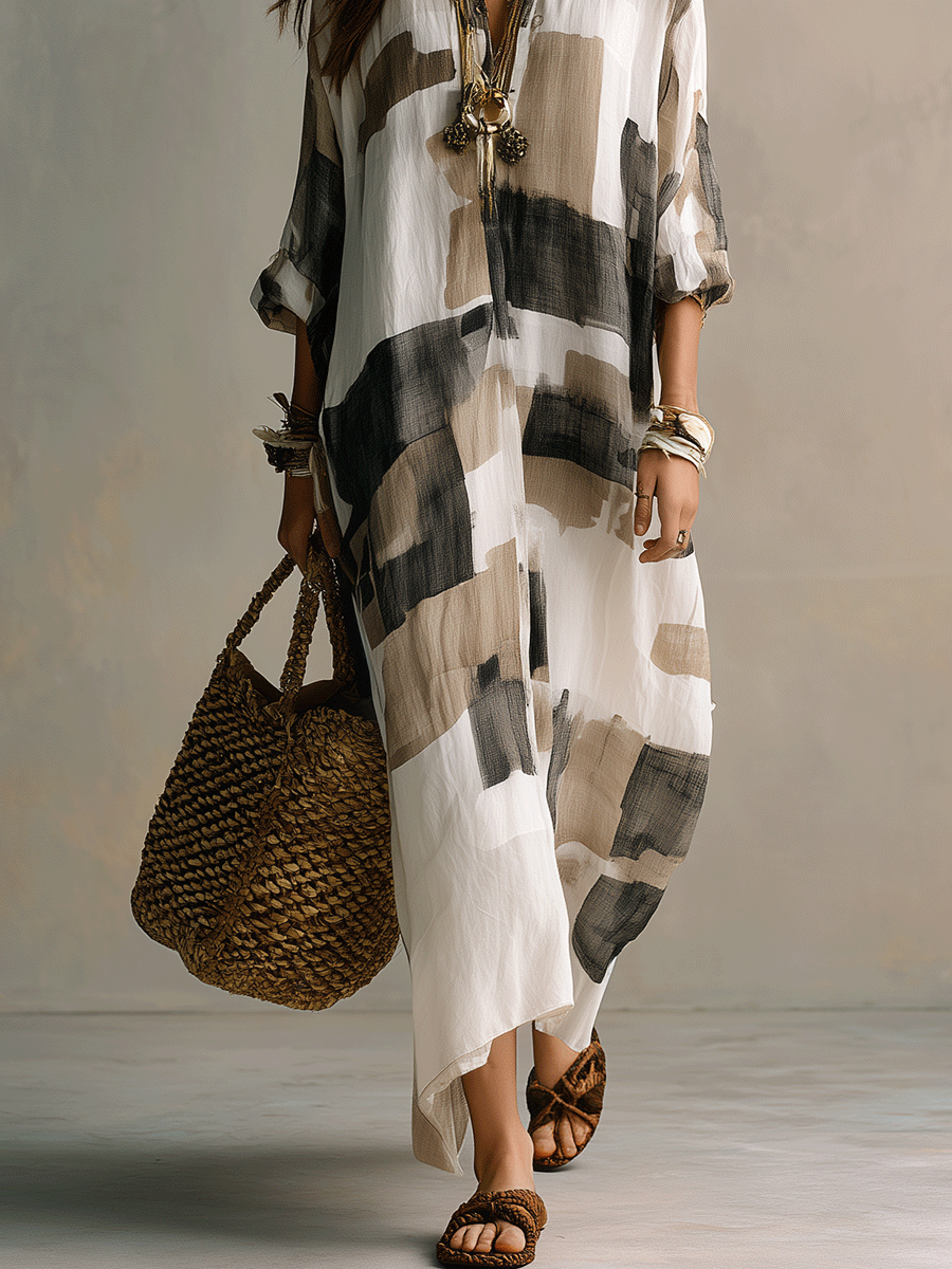 ESME | Boho Abstract Print Maxi Dress