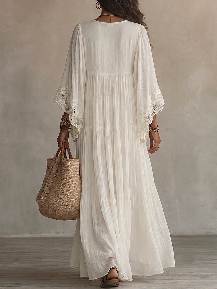 SOLA | Lace-Trimmed Flowing Maxi Dress