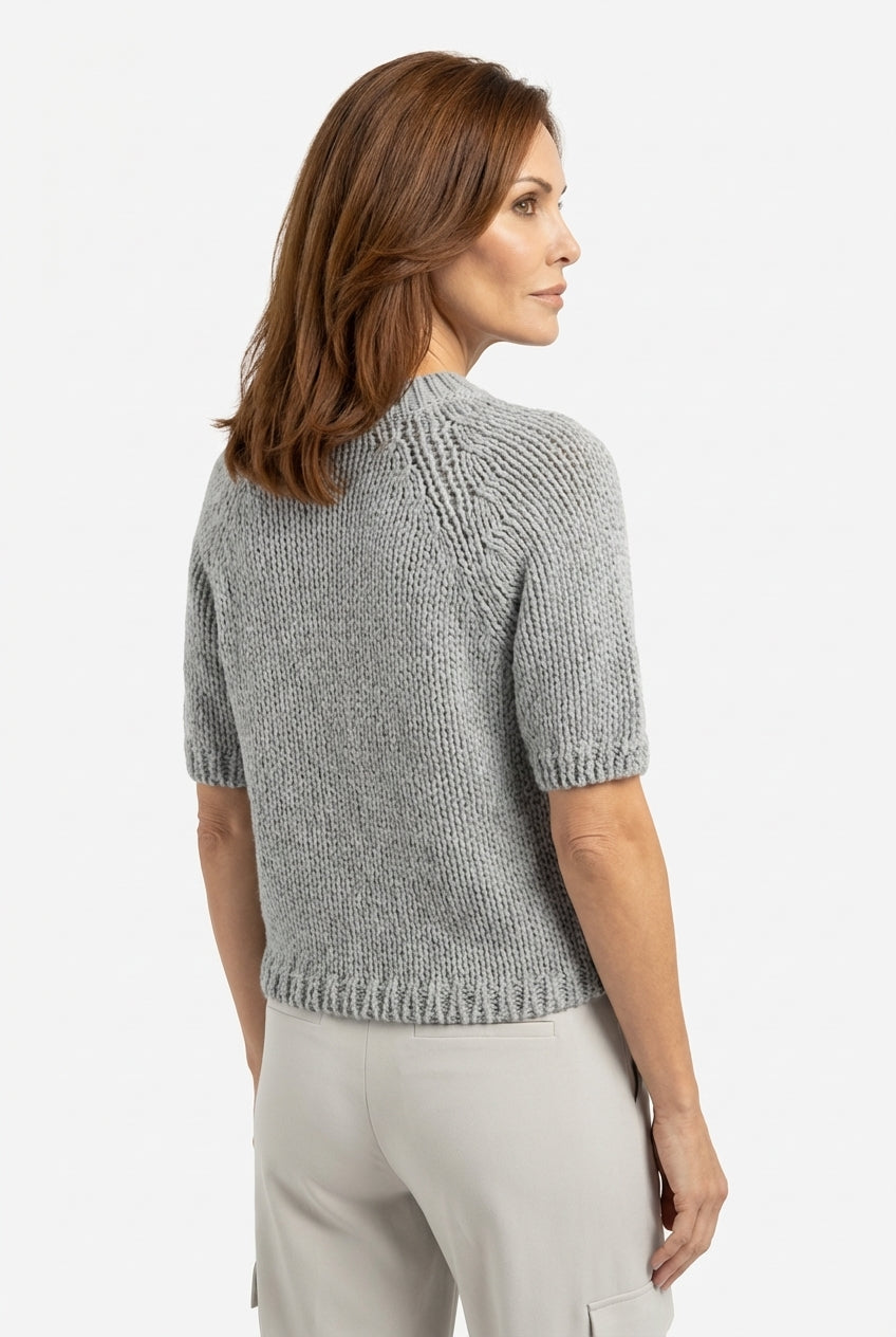 Chunky Knit Sweater with Short Sleeves