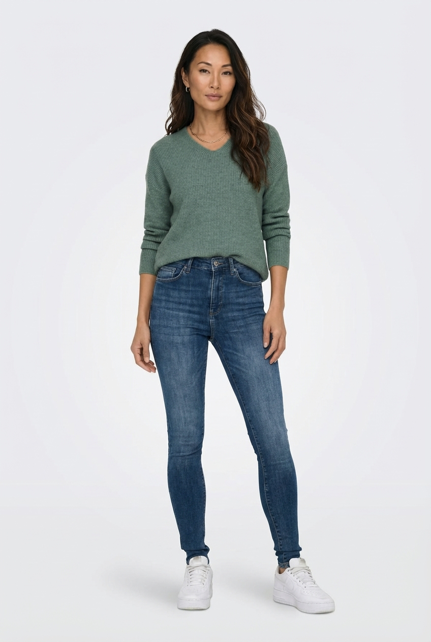 Ribbed V-Neck Sweater
