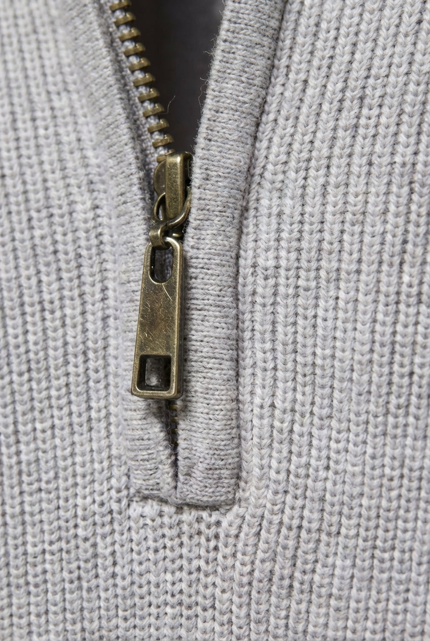 Ribbed Quarter-Zip Sweater