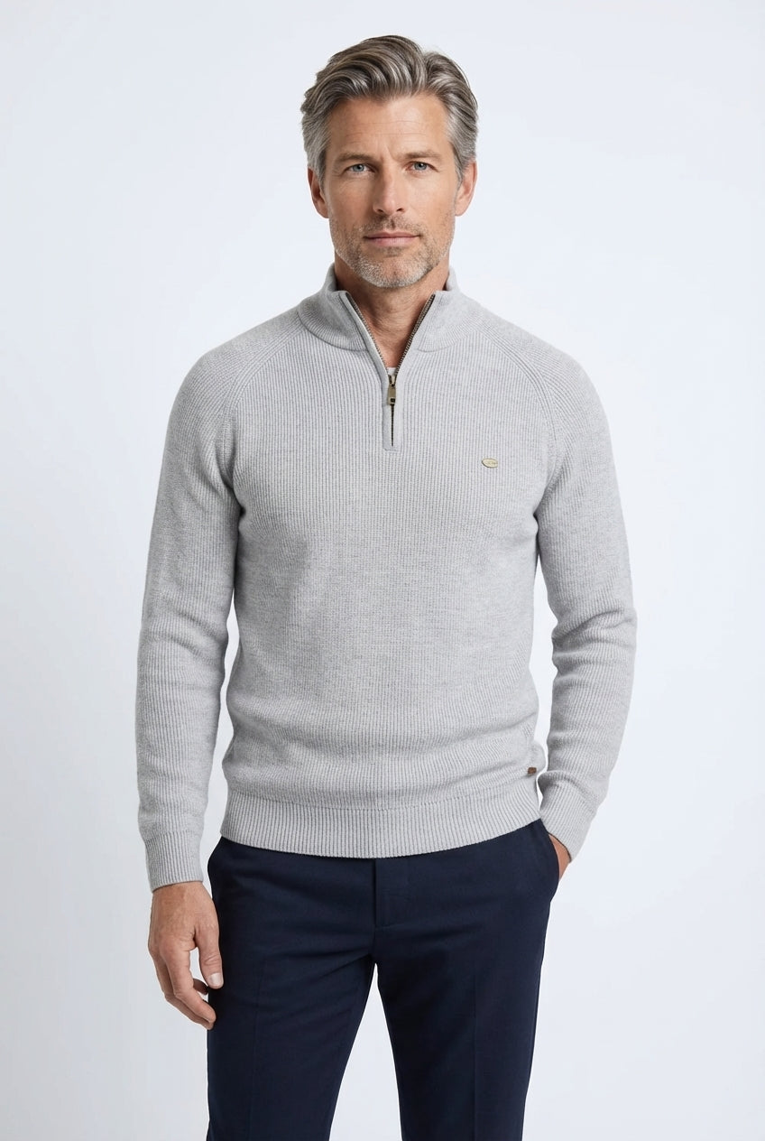 Ribbed Quarter-Zip Sweater