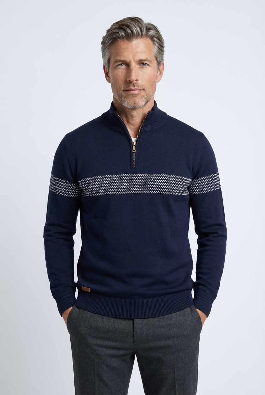 Stripe Quarter-Zip Sweater