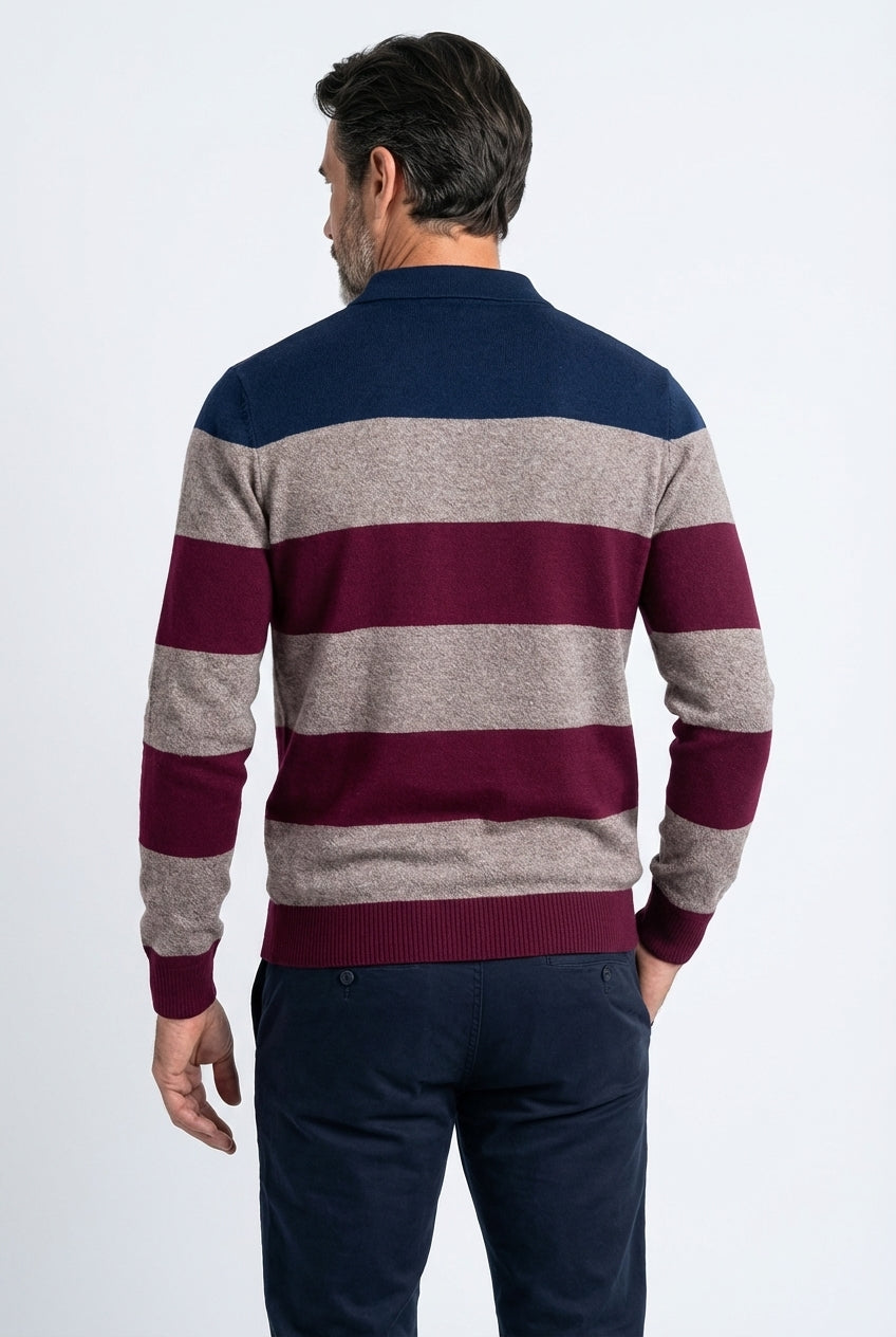 Striped Polo Knit Sweater