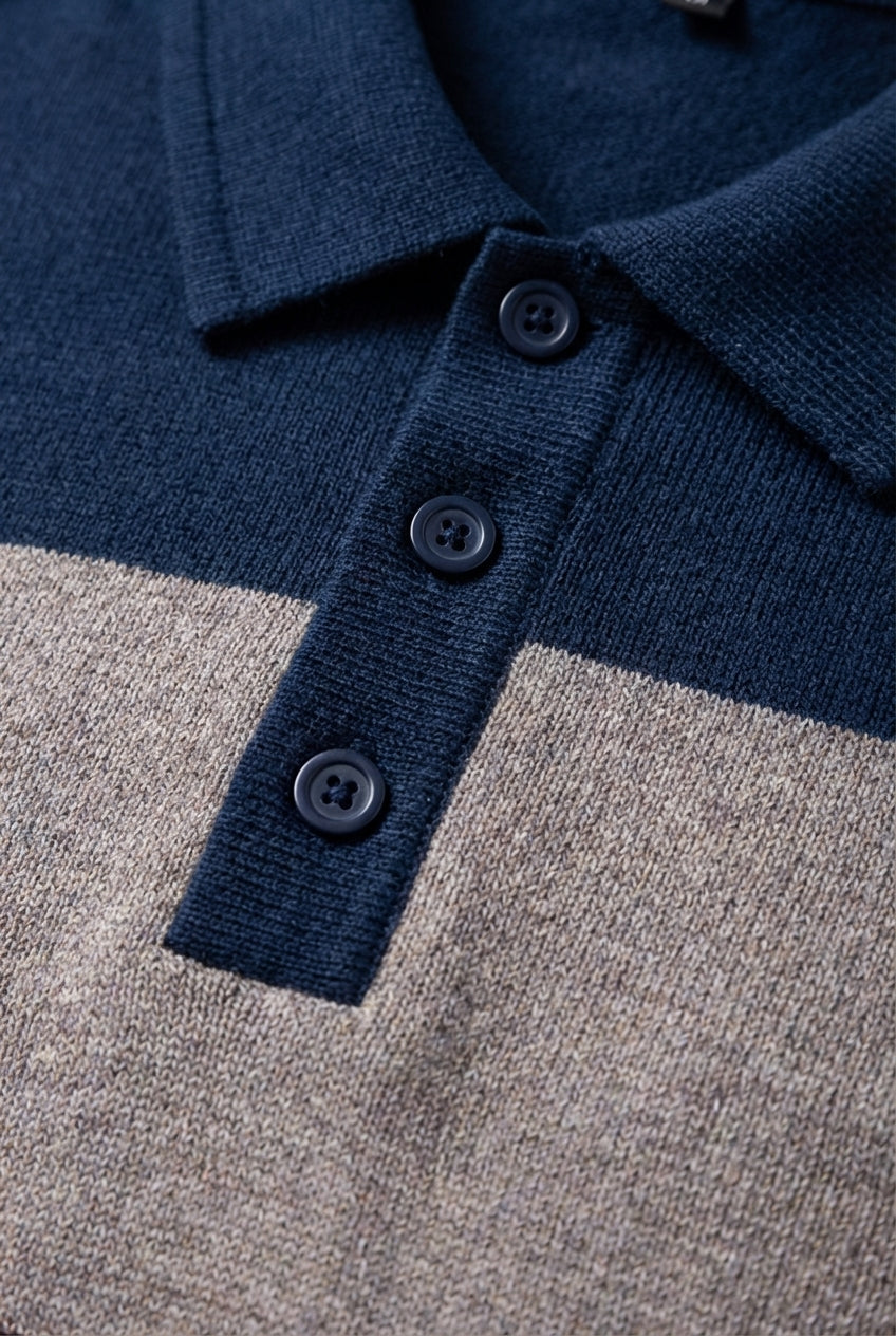 Striped Polo Knit Sweater