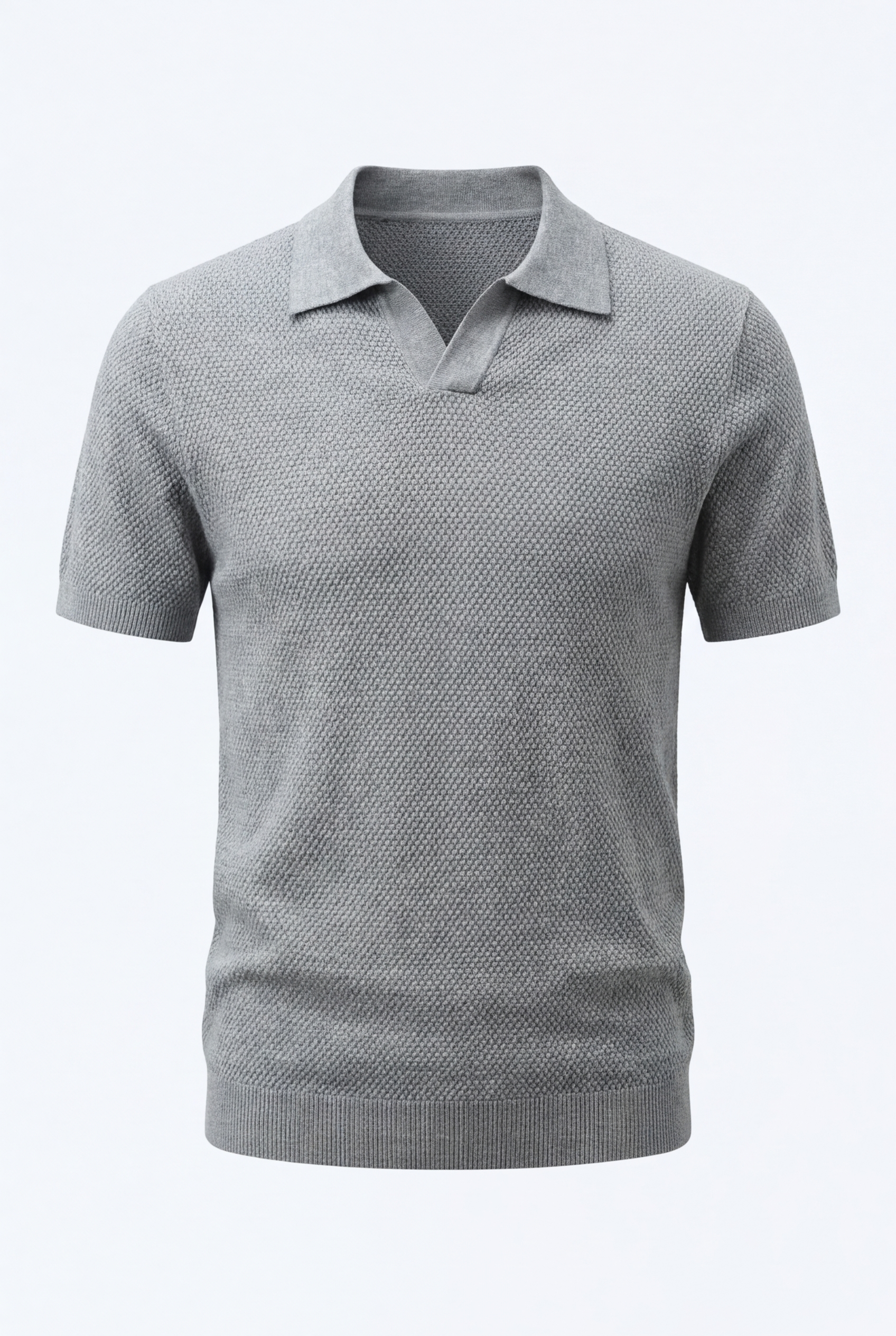 Textured Knit V-Neck Polo