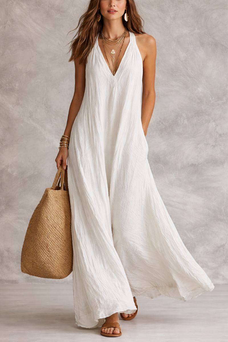 FREYA | Airy Bohemian Sleeveless Flowing Maxi Dress