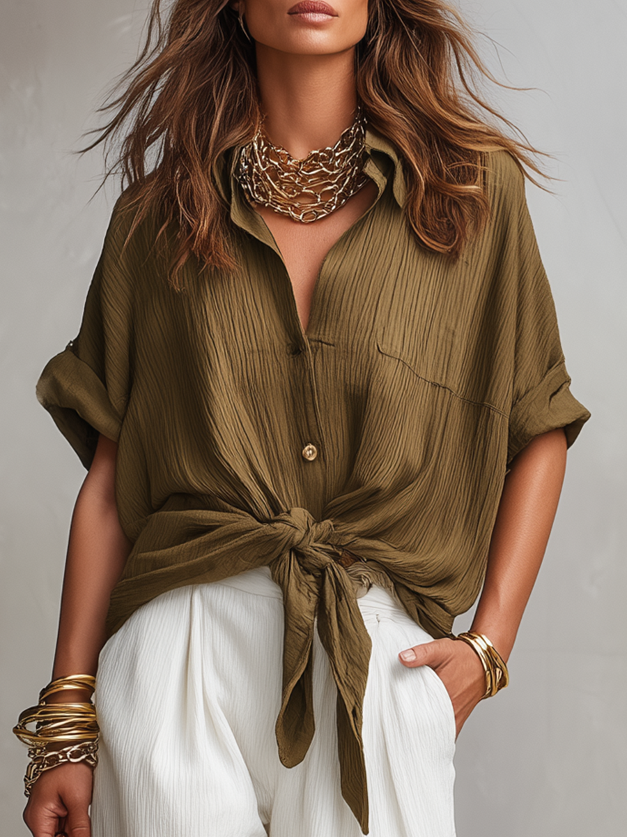 Casual Button-front Pants Set