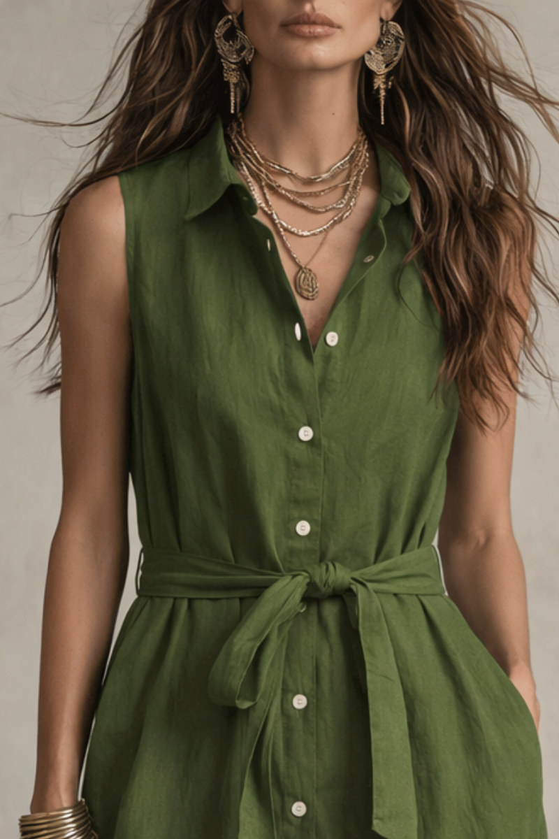 OLIVE | Effortless Olive Boho Maxi Shirt Dress