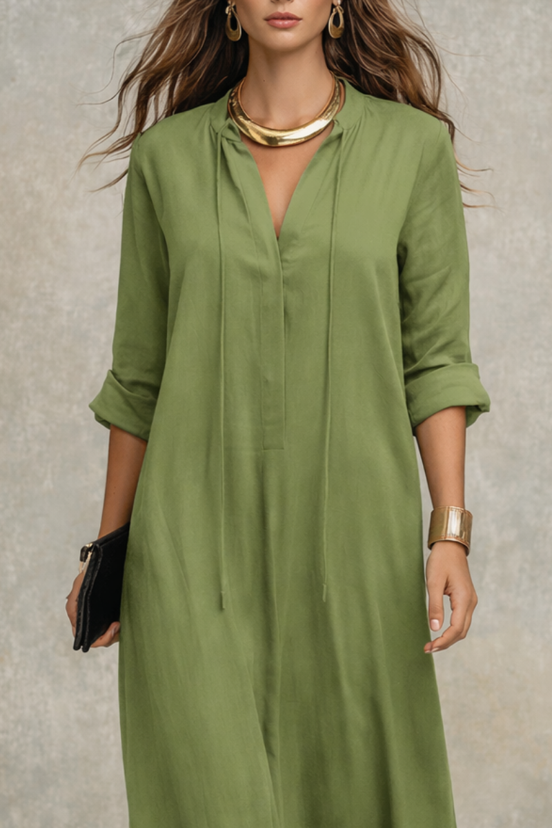 SAGE | Olive Green Relaxed Bohemian Maxi Dress
