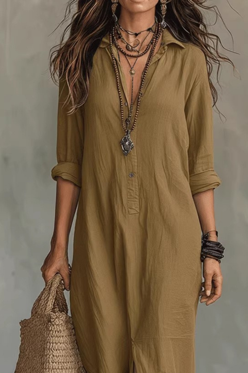 Bohemian Charm Casual Button dress